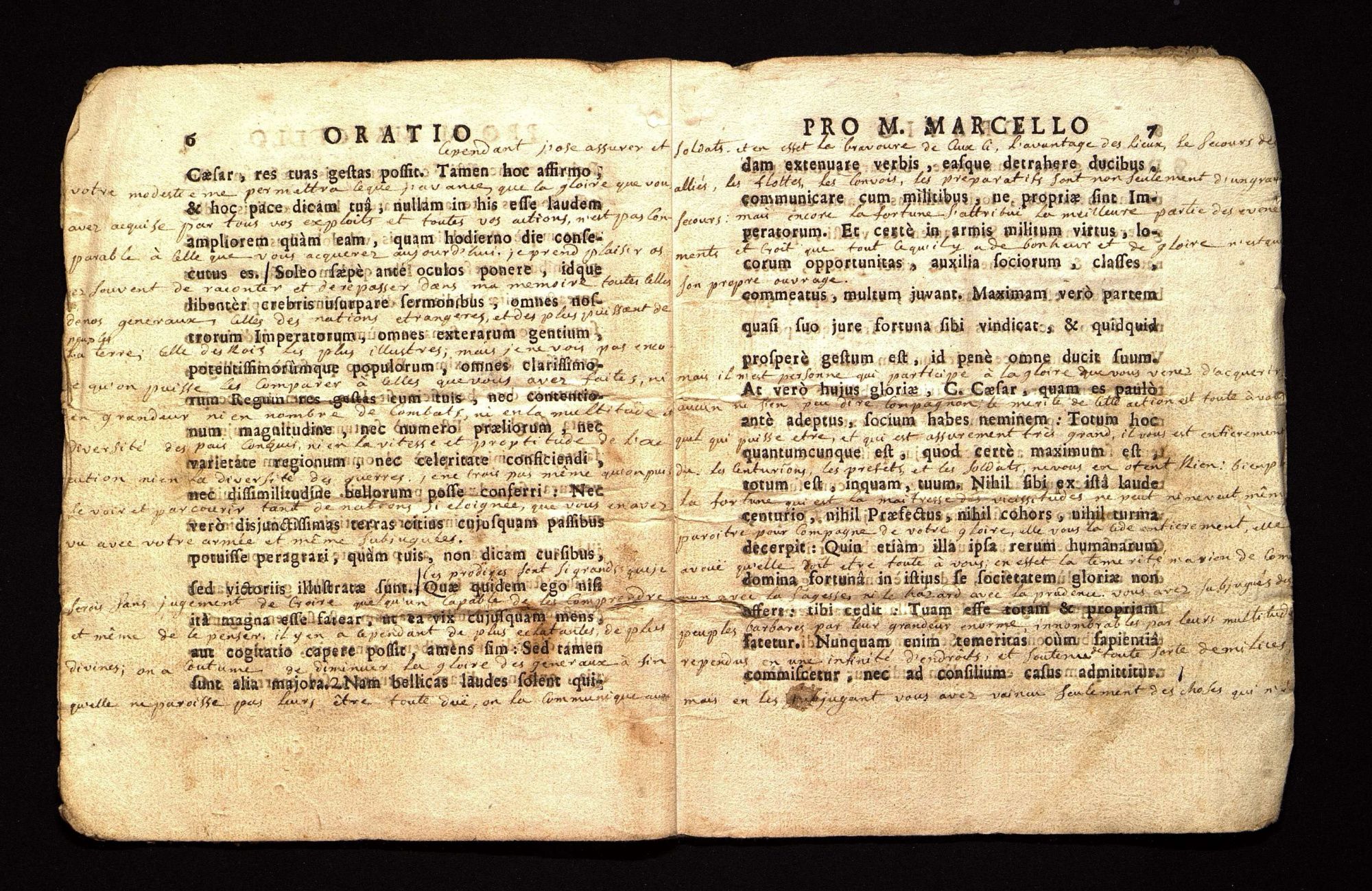 Cahier de version latine imprimé avec interligne pour la traduction sur le De oratione pro M. Marcello de Cicéron, Périgueux, Dalvy, s.d.