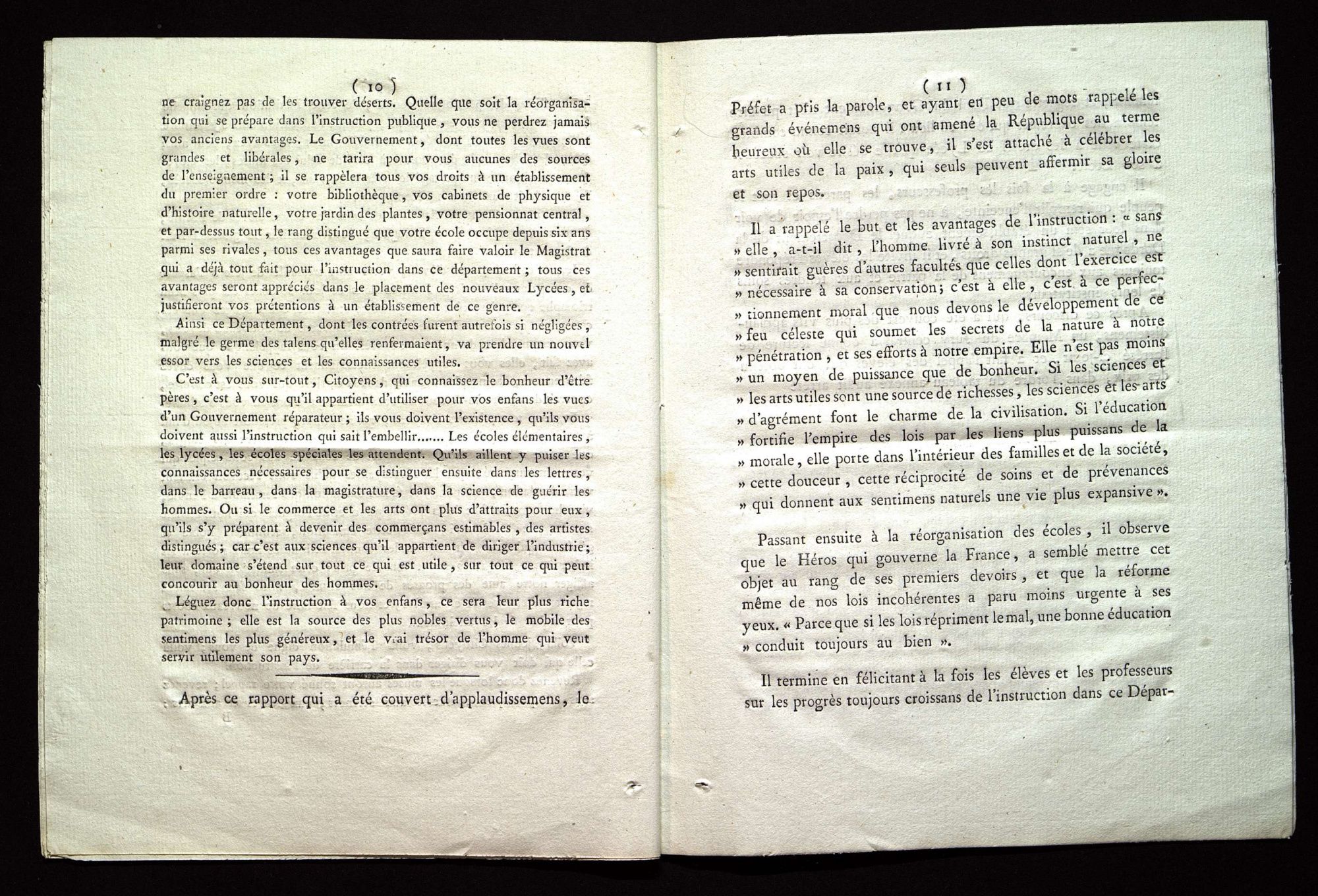 Procès-verbal de la distribution des prix aux élèves de l'école centrale du département de la Dordogne. Le 20 Fructidor, an X de la République française, une et indivisible.