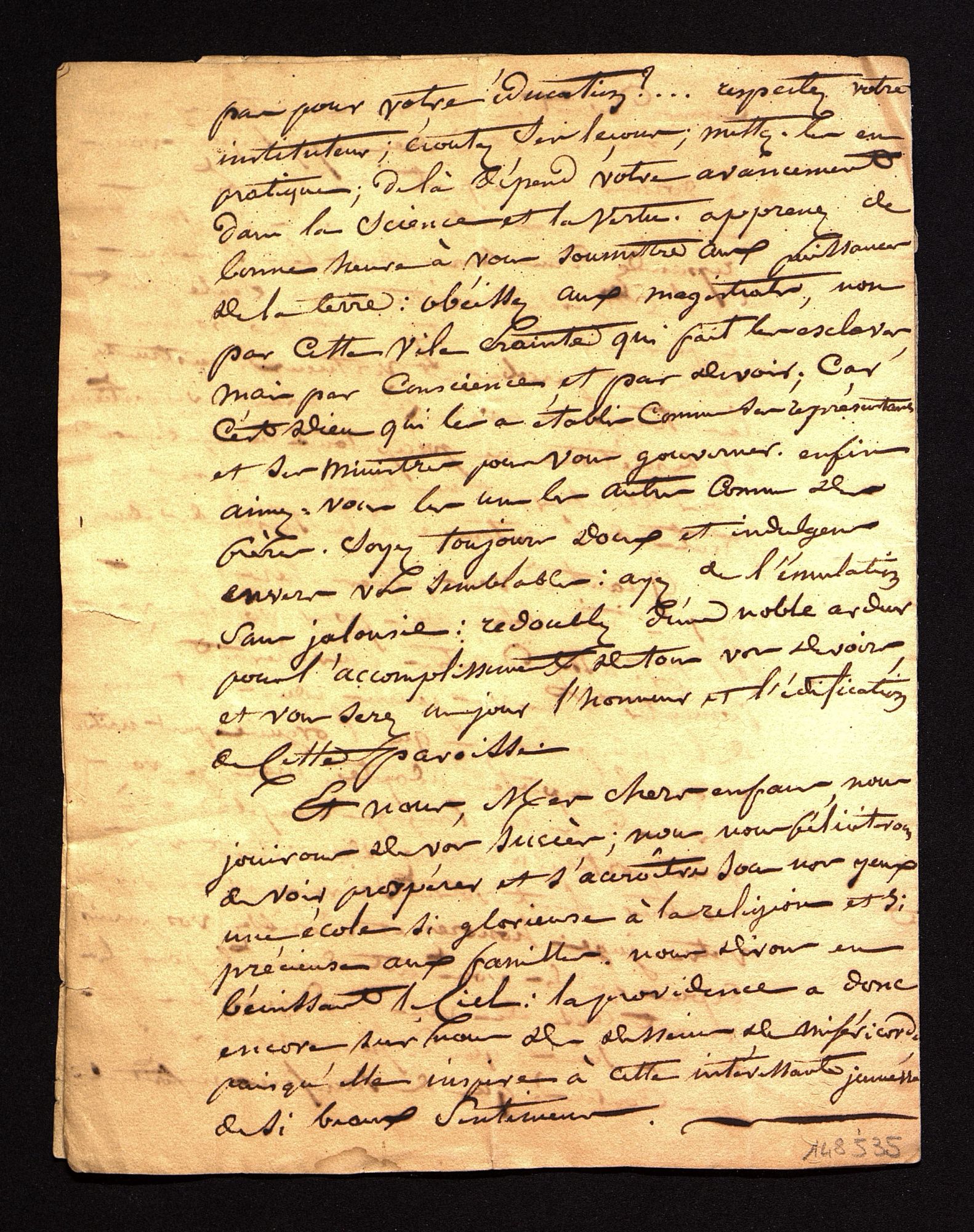 Discours prononcé par le curé Cosse à la remise des prix de l'école du Bugue [vers 1835].