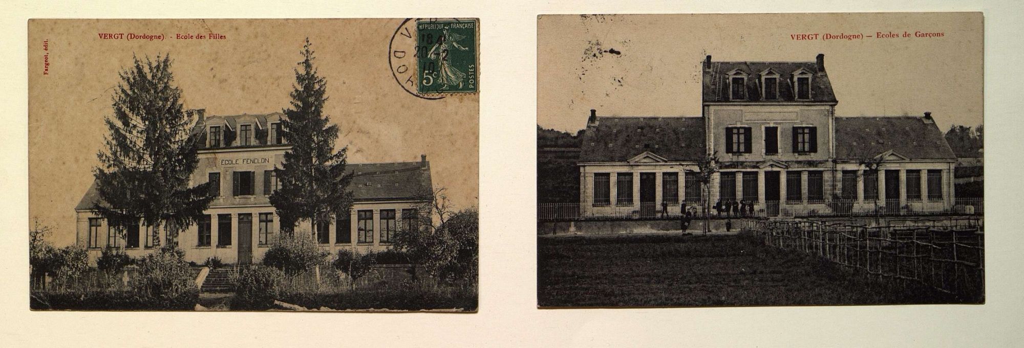 Vues sur cartes postales, école de Vergt.