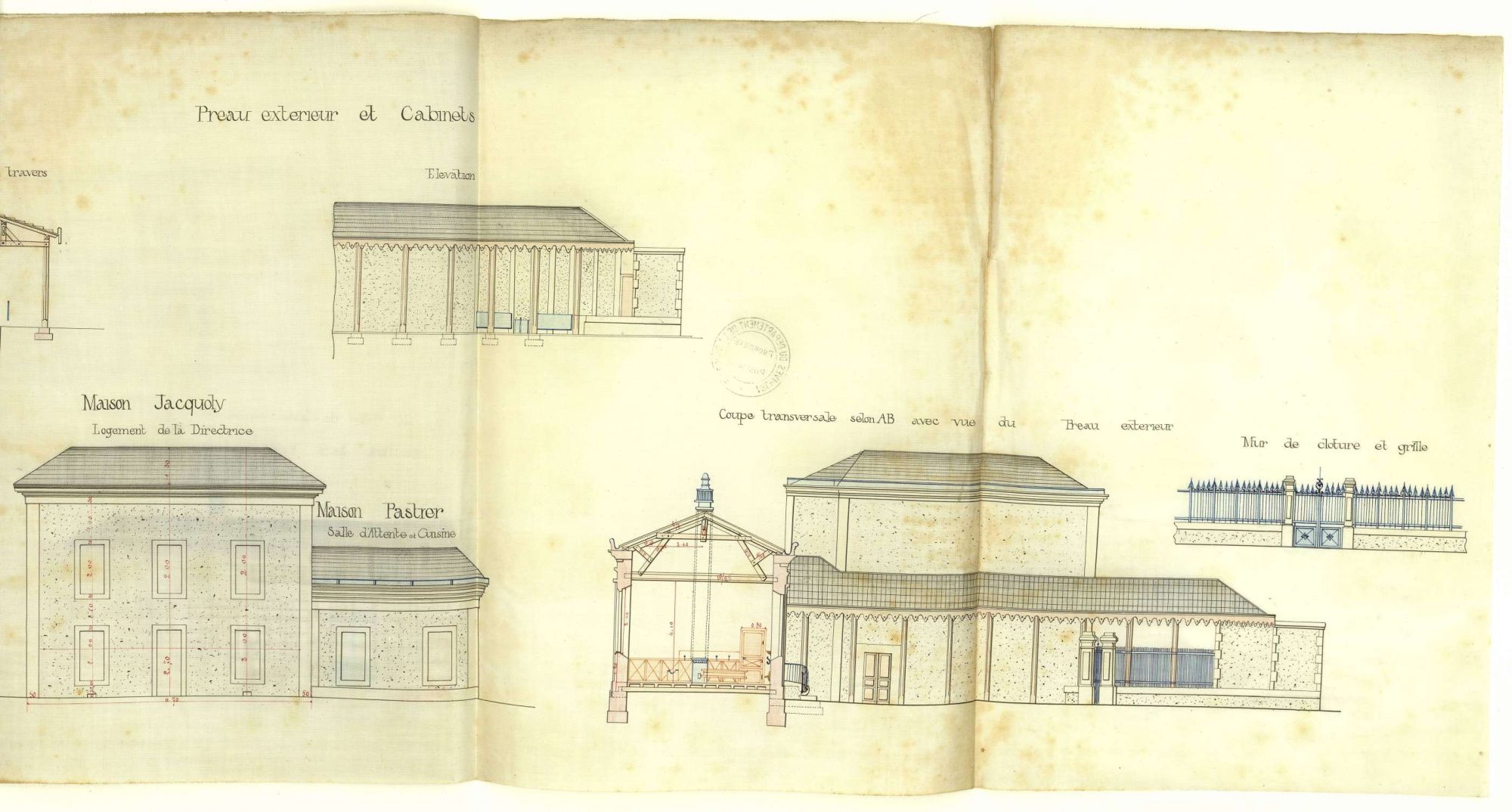 Projet de construction d'une école maternelle, quartier Saint-Martin à Périgueux : plans (1884).