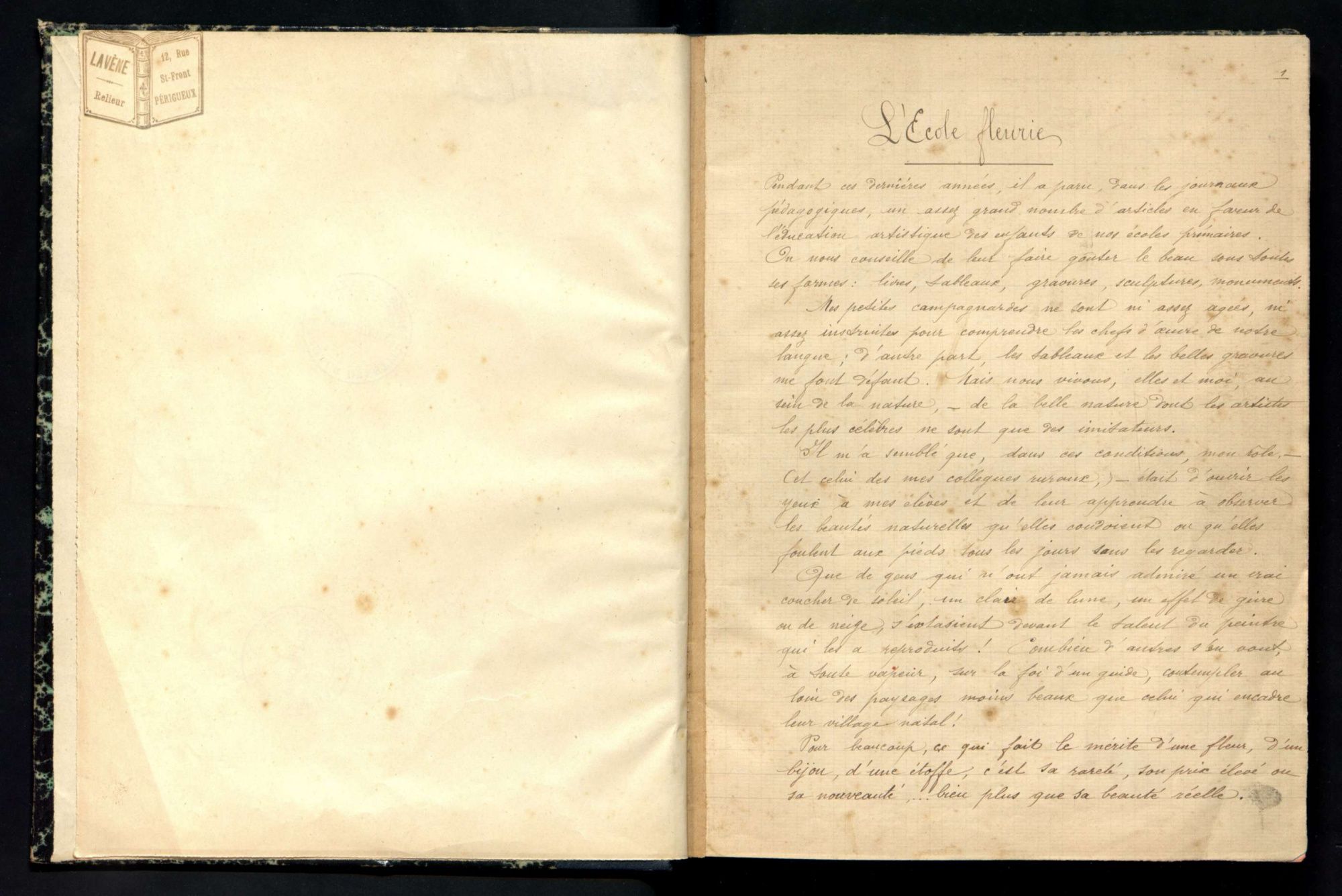 L'école fleurie, par Ida Masset (1901).