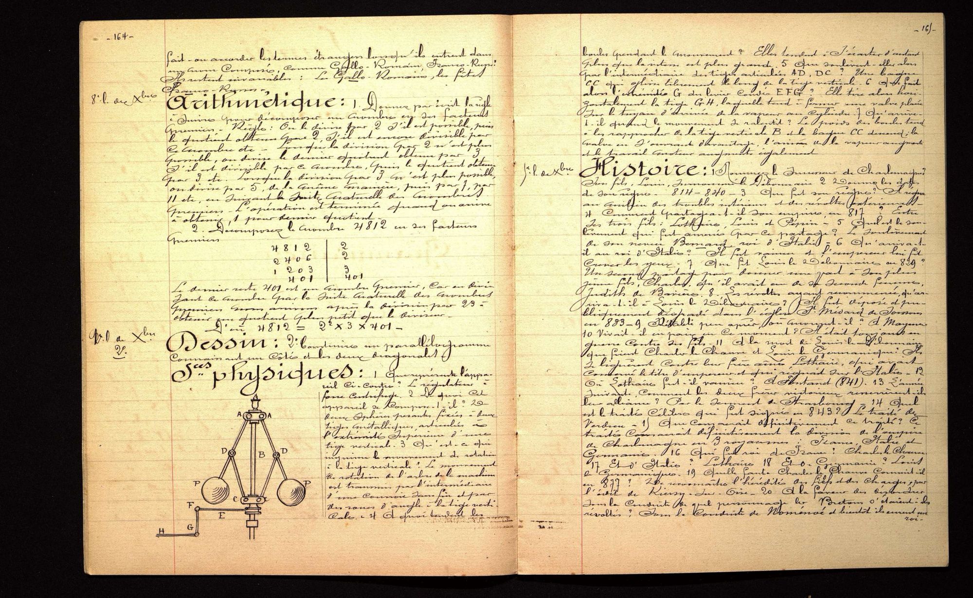 Cours supérieur de l'école de Bourdeilles, cahiers de cours de  l'instituteur (s.d.).