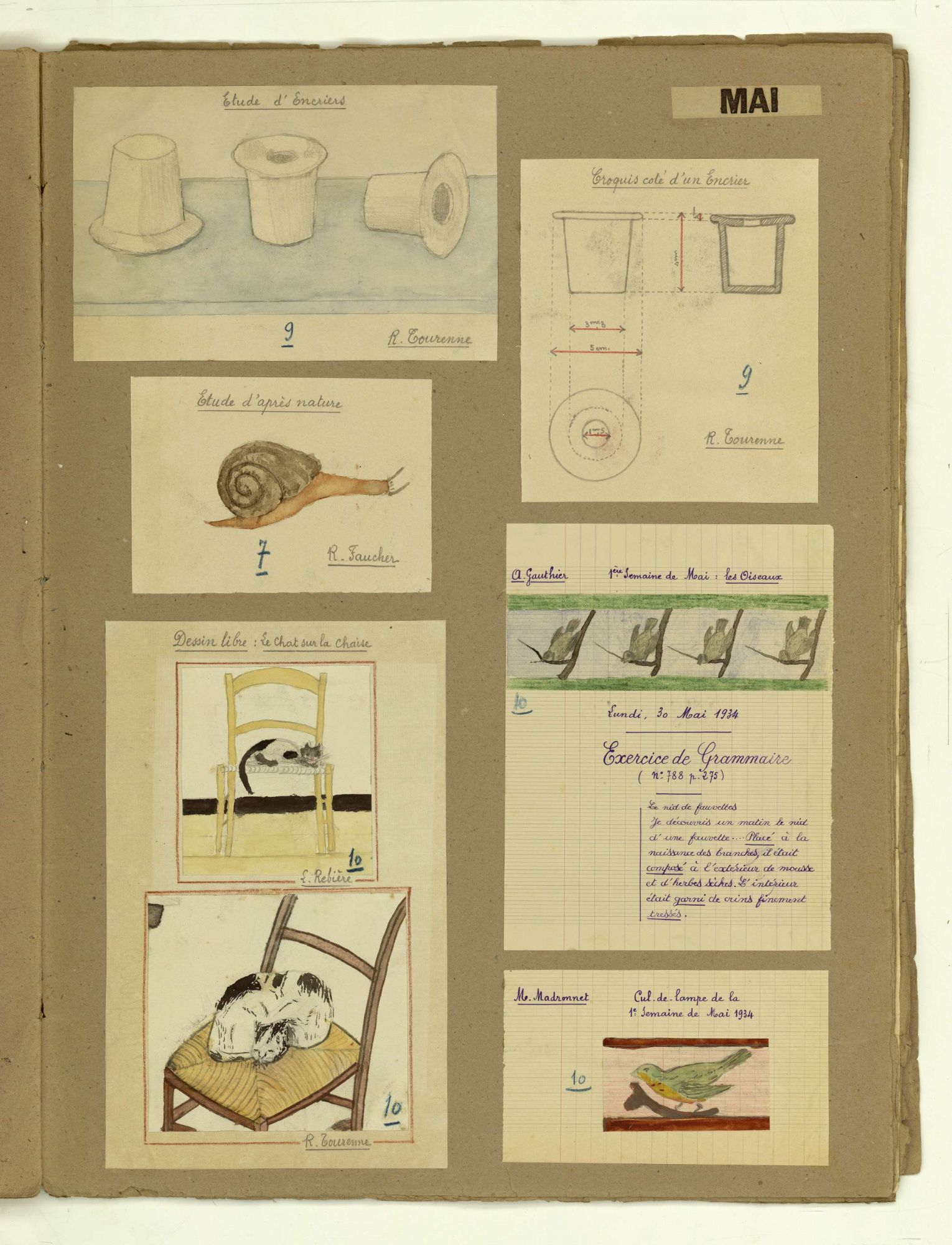 Albums de dessins de l'école d'application Lakanal (1933-1934).