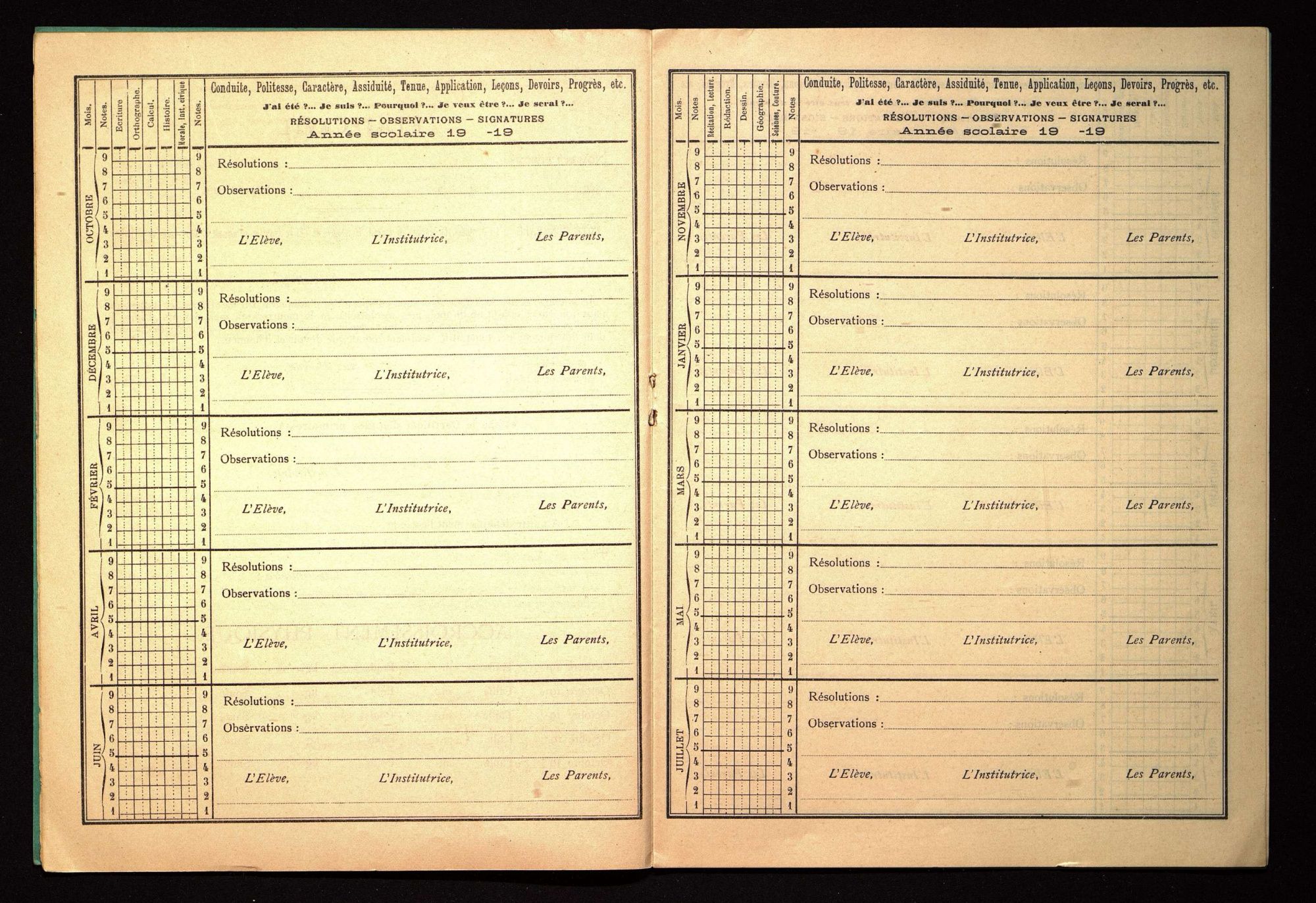 Prototype d'un livret scolaire individuel " Connais-toi toi-même ".