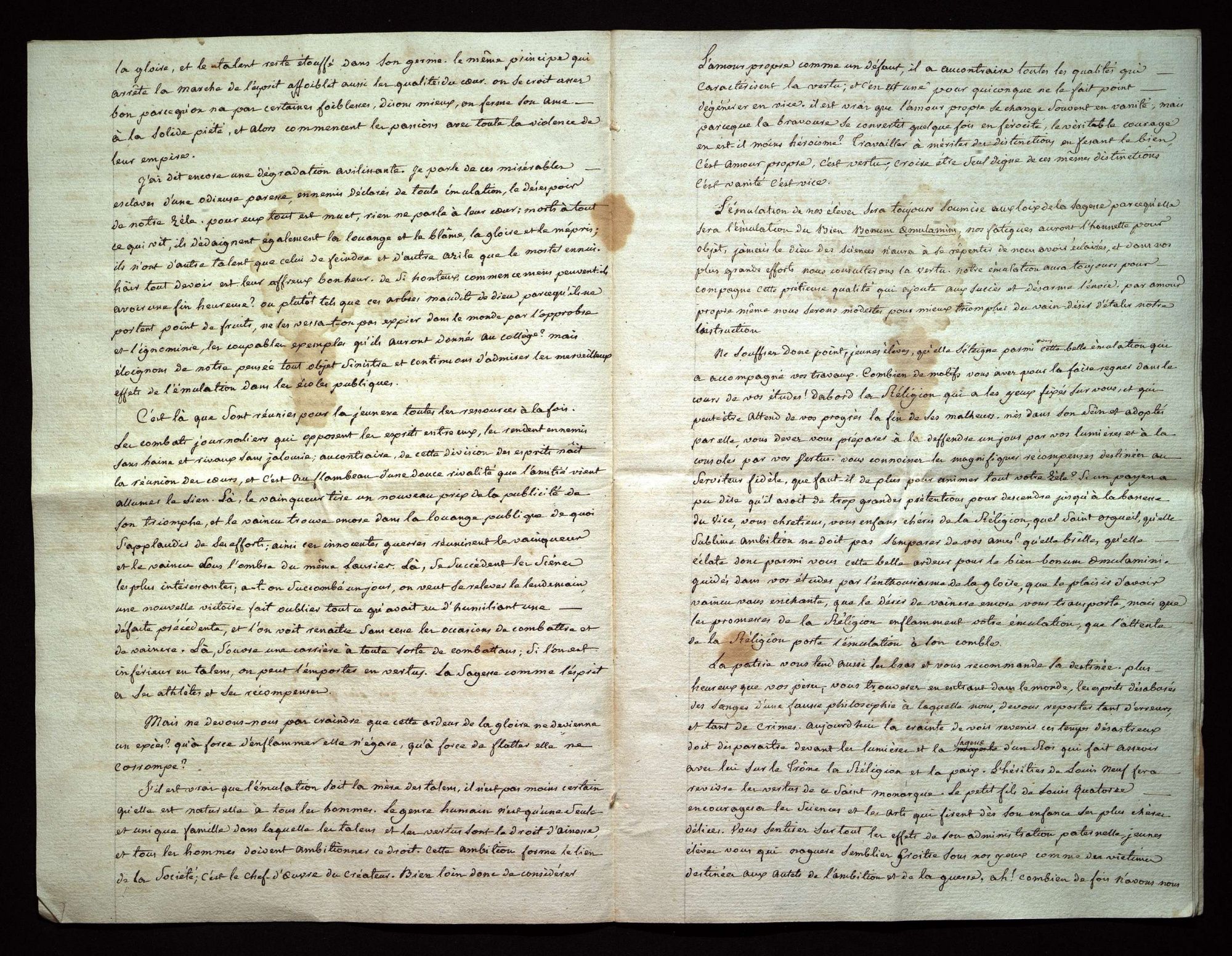 Discours sur l'émulation prononcé par le principal.