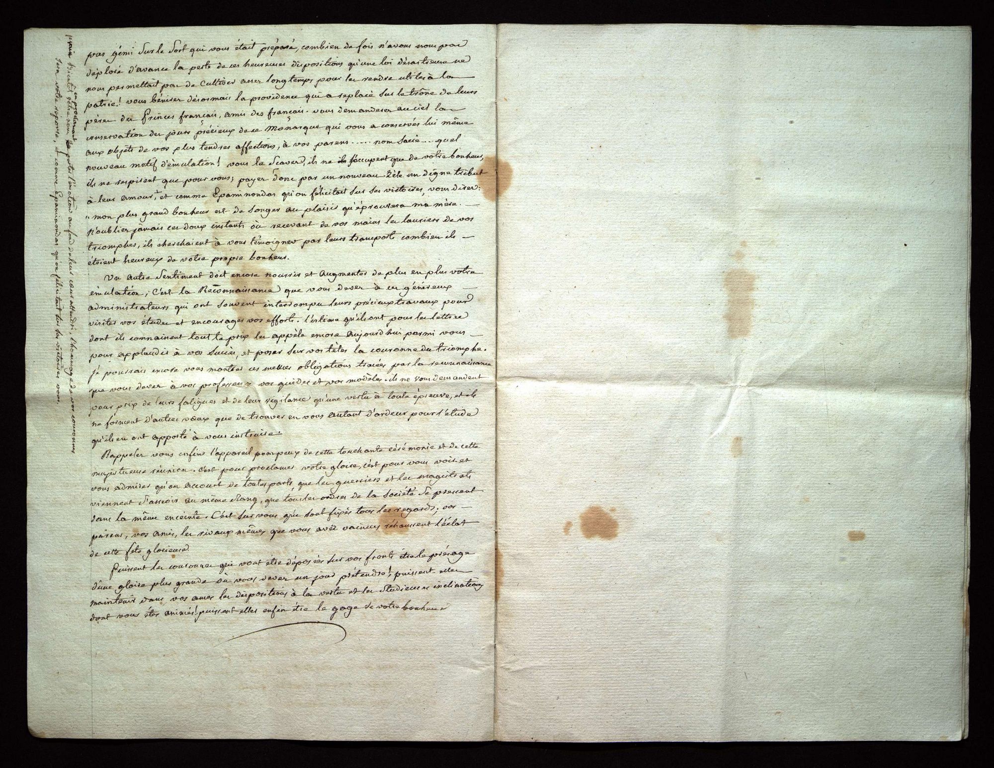 Discours sur l'émulation prononcé par le principal.