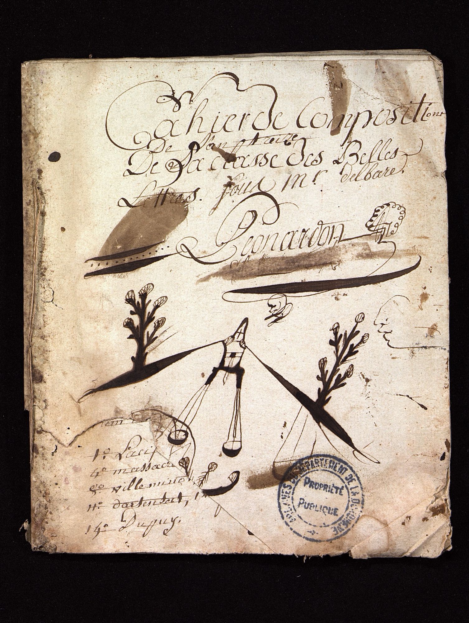 Léonardon. Cahier de composition de la classe des belles-lettres sous M. Delbare (an XIII).