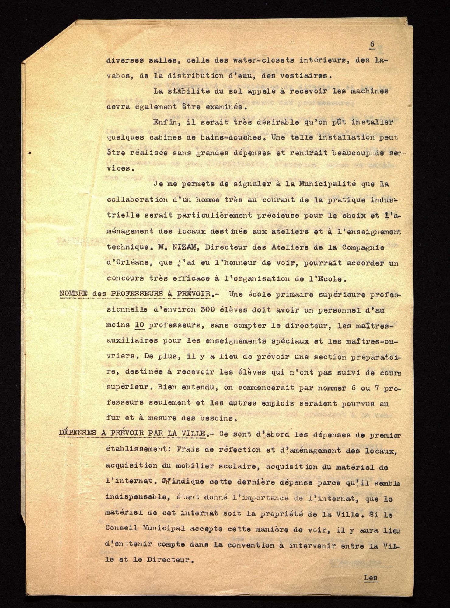 Rapport de l'inspecteur général sur l'intérêt de créer une école primaire supérieure à Périgueux  (2 février 1910).