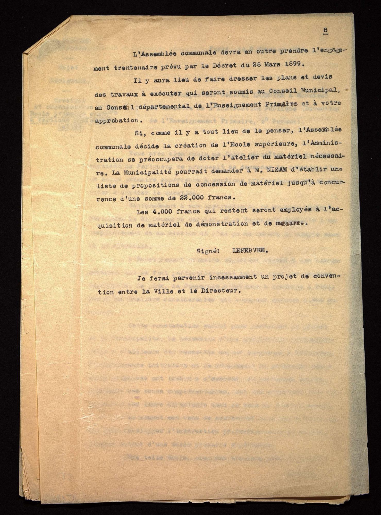 Rapport de l'inspecteur général sur l'intérêt de créer une école primaire supérieure à Périgueux  (2 février 1910).