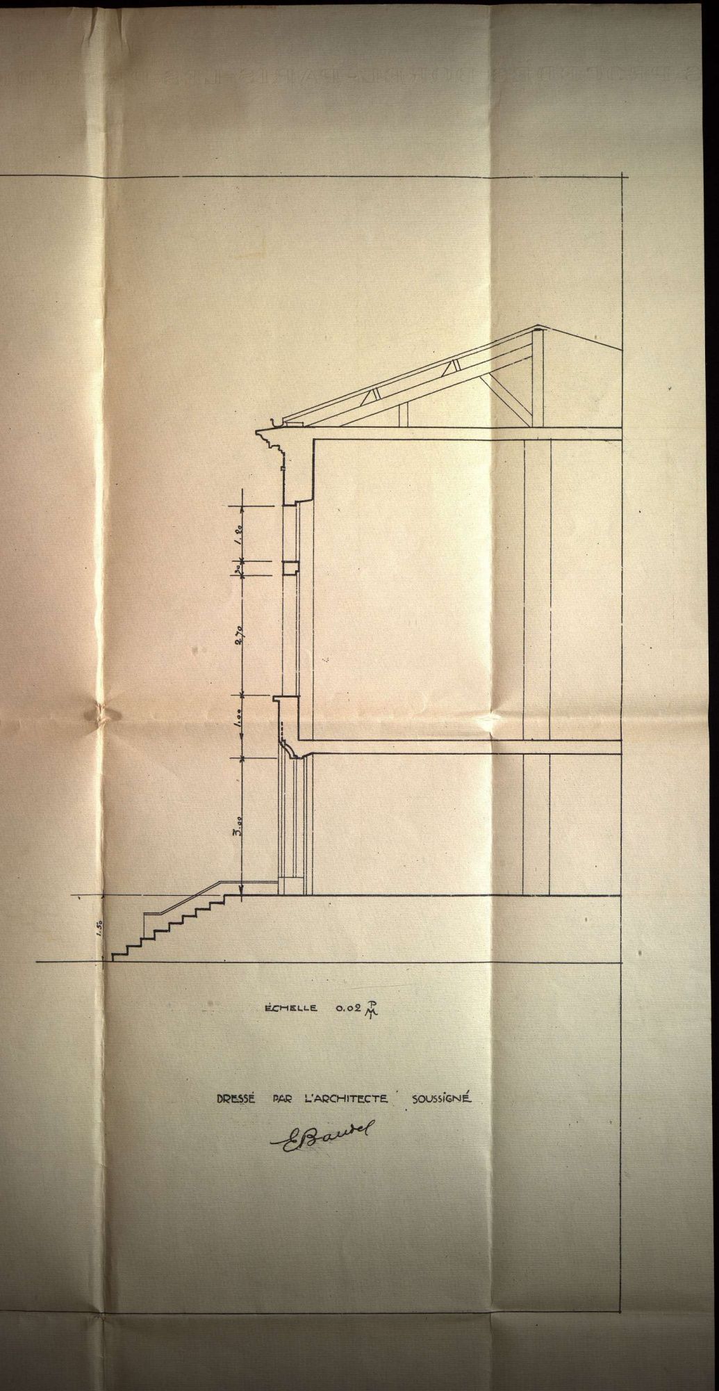 École pratique d'artisanat rural de Sarlat. Plan de la porte d'entrée (1929