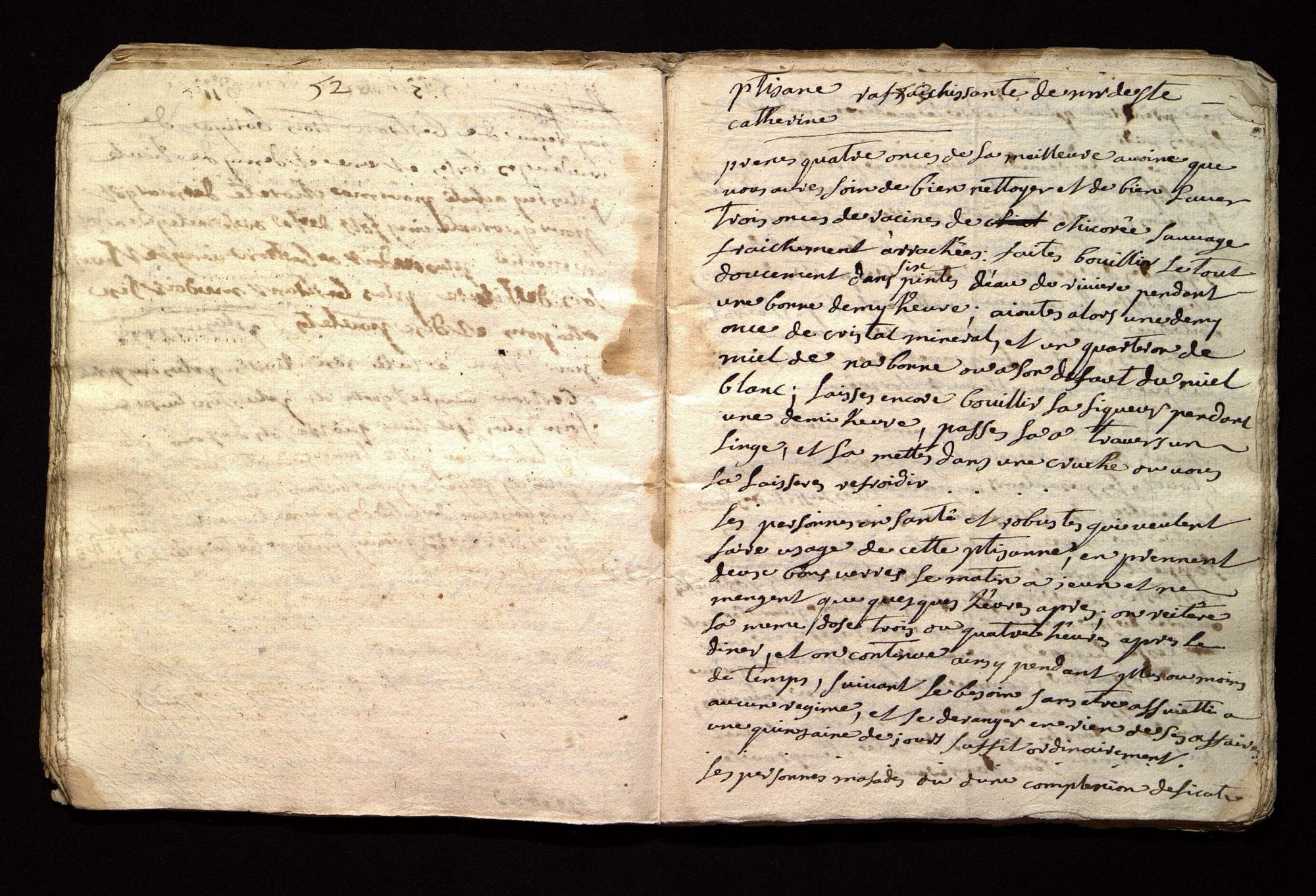 Tisane rafraichissante de Mr de Sainte-Catherine (XVIIIe s.), dans le livre de raison de la famille de Labonne (1726-1819).