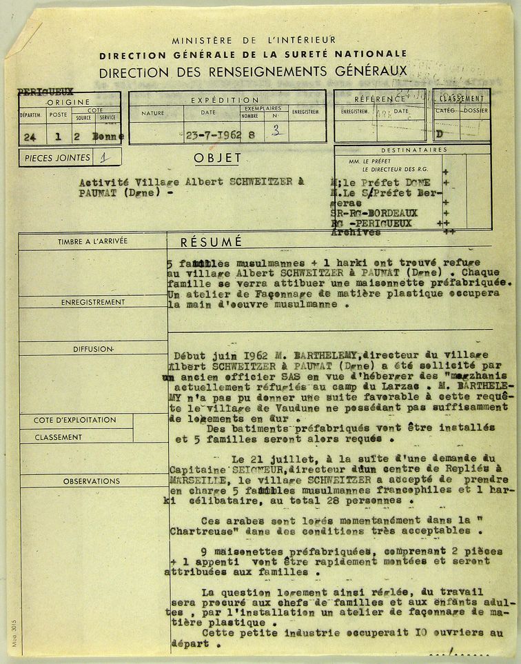 Note des Renseignements généraux