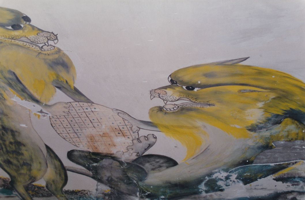 Peintures murales réalisées par des travailleurs indochinois dans certains bâtiments de la poudrerie de Bergerac