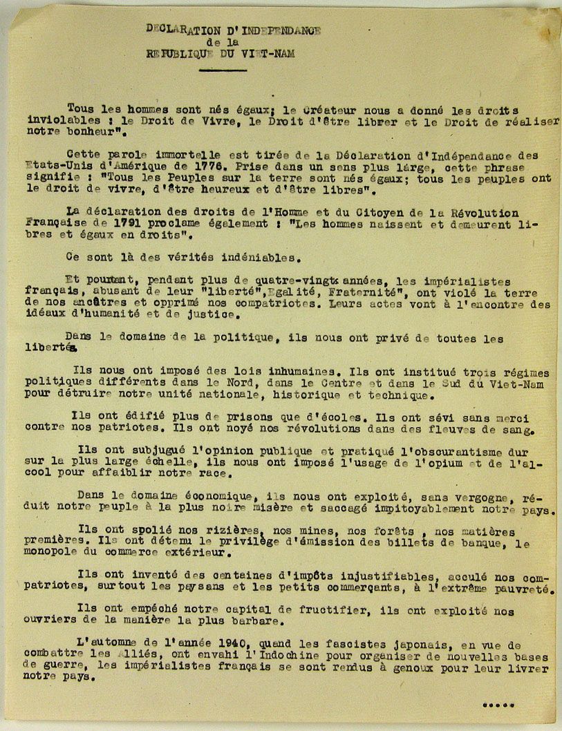 Déclaration d'indépendance de la République du Vietnam