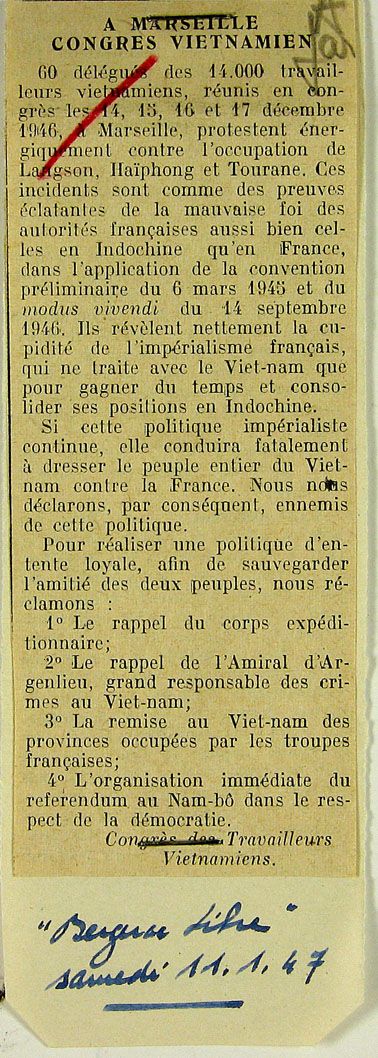 L'Indochine et les travailleurs indochinois à travers quelques coupures de presse